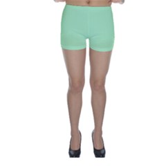    Classic Mint Green & White Herringbone Pattern Skinny Shorts by PodArtist