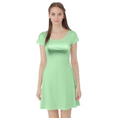    Classic Mint Green & White Herringbone Pattern Short Sleeve Skater Dress by PodArtist