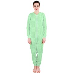    Classic Mint Green & White Herringbone Pattern Onepiece Jumpsuit (ladies)  by PodArtist