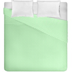    Classic Mint Green & White Herringbone Pattern Duvet Cover Double Side (king Size) by PodArtist