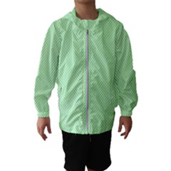    Classic Mint Green & White Herringbone Pattern Hooded Wind Breaker (kids) by PodArtist