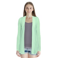    Classic Mint Green & White Herringbone Pattern Drape Collar Cardigan by PodArtist