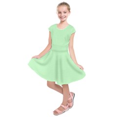    Classic Mint Green & White Herringbone Pattern Kids  Short Sleeve Dress by PodArtist