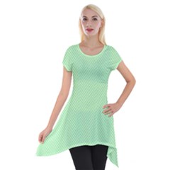    Classic Mint Green & White Herringbone Pattern Short Sleeve Side Drop Tunic by PodArtist