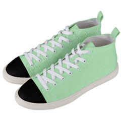    Classic Mint Green & White Herringbone Pattern Men s Mid-top Canvas Sneakers by PodArtist