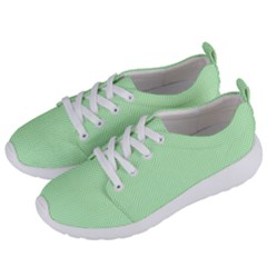    Classic Mint Green & White Herringbone Pattern Women s Lightweight Sports Shoes by PodArtist