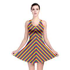 Gay Pride Flag Rainbow Chevron Stripe Reversible Skater Dress by PodArtist