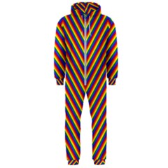 Gay Pride Flag Rainbow Chevron Stripe Hooded Jumpsuit (men)  by PodArtist