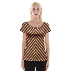 Gay Pride Flag Rainbow Chevron Stripe Cap Sleeve Tops by PodArtist