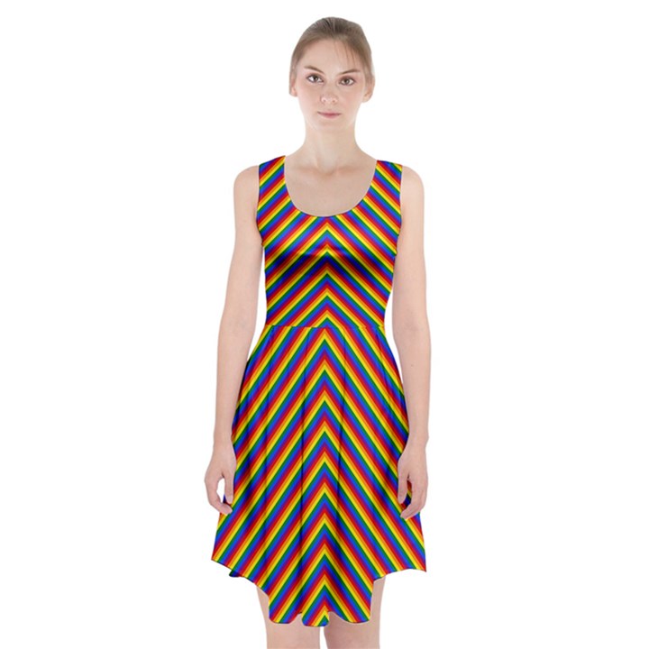 Gay Pride Flag Rainbow Chevron Stripe Racerback Midi Dress