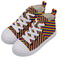 Gay Pride Flag Rainbow Chevron Stripe Kid s Mid-top Canvas Sneakers by PodArtist