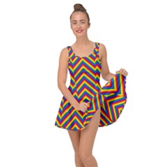 Gay Pride Flag Rainbow Chevron Stripe Inside Out Dress by PodArtist