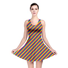 Gay Pride Flag Candy Cane Diagonal Stripe Reversible Skater Dress by PodArtist