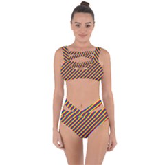 Gay Pride Flag Candy Cane Diagonal Stripe Bandaged Up Bikini Set  by PodArtist