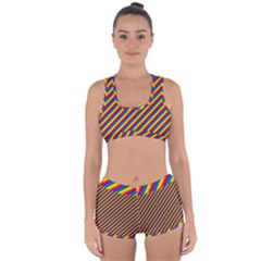 Gay Pride Flag Candy Cane Diagonal Stripe Racerback Boyleg Bikini Set by PodArtist