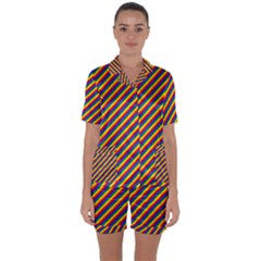 Gay Pride Flag Candy Cane Diagonal Stripe Satin Short Sleeve Pyjamas Set by PodArtist