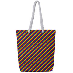 Gay Pride Flag Candy Cane Diagonal Stripe Full Print Rope Handle Tote (small) by PodArtist