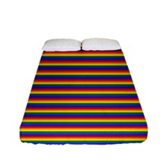 Horizontal Gay Pride Rainbow Flag Pin Stripes Fitted Sheet (full/ Double Size) by PodArtist