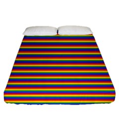 Horizontal Gay Pride Rainbow Flag Pin Stripes Fitted Sheet (queen Size) by PodArtist