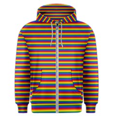 Horizontal Gay Pride Rainbow Flag Pin Stripes Men s Zipper Hoodie by PodArtist