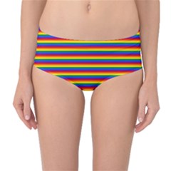 Horizontal Gay Pride Rainbow Flag Pin Stripes Mid-waist Bikini Bottoms by PodArtist