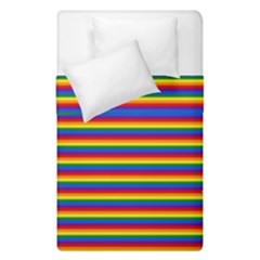 Horizontal Gay Pride Rainbow Flag Pin Stripes Duvet Cover Double Side (single Size) by PodArtist