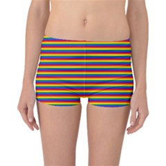 Horizontal Gay Pride Rainbow Flag Pin Stripes Reversible Boyleg Bikini Bottoms by PodArtist