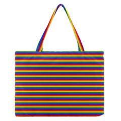 Horizontal Gay Pride Rainbow Flag Pin Stripes Zipper Medium Tote Bag by PodArtist