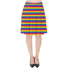 Horizontal Gay Pride Rainbow Flag Pin Stripes Velvet High Waist Skirt by PodArtist