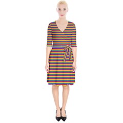 Horizontal Gay Pride Rainbow Flag Pin Stripes Wrap Up Cocktail Dress by PodArtist