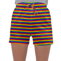 Horizontal Gay Pride Rainbow Flag Pin Stripes Sleepwear Shorts by PodArtist