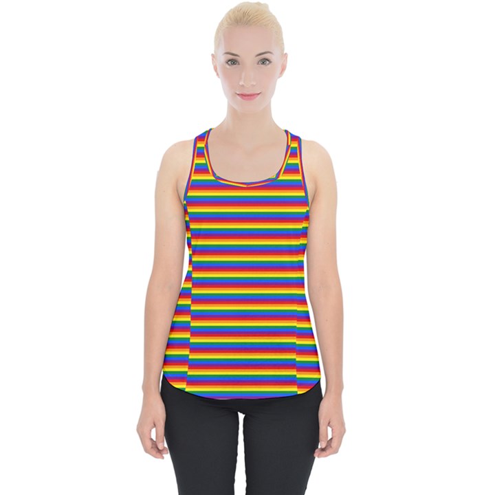 Horizontal Gay Pride Rainbow Flag Pin Stripes Piece Up Tank Top