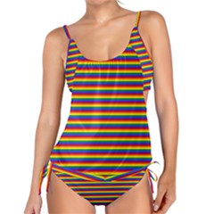 Horizontal Gay Pride Rainbow Flag Pin Stripes Tankini Set by PodArtist