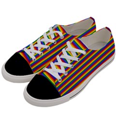 Horizontal Gay Pride Rainbow Flag Pin Stripes Women s Low Top Canvas Sneakers by PodArtist