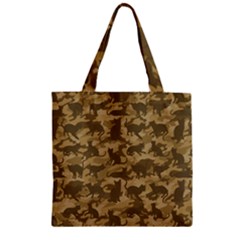 Operation Desert Cat Camouflage Catmouflage Zipper Grocery Tote Bag by PodArtist