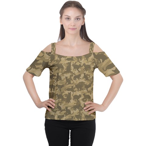 Operation Desert Cat Camouflage Catmouflage Cutout Shoulder Tee by PodArtist