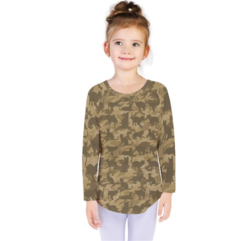 Operation Desert Cat Camouflage Catmouflage Kids  Long Sleeve Tee by PodArtist