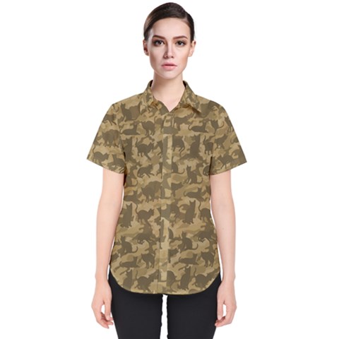 Operation Desert Cat Camouflage Catmouflage Women s Short Sleeve Shirt by PodArtist