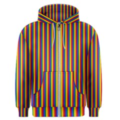 Vertical Gay Pride Rainbow Flag Pin Stripes Men s Zipper Hoodie by PodArtist