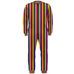 Vertical Gay Pride Rainbow Flag Pin Stripes Onepiece Jumpsuit (men)  by PodArtist