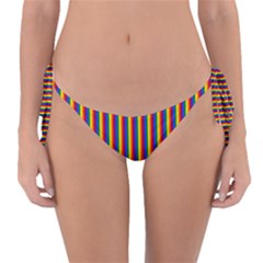 Vertical Gay Pride Rainbow Flag Pin Stripes Reversible Bikini Bottom by PodArtist