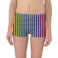 Vertical Gay Pride Rainbow Flag Pin Stripes Reversible Boyleg Bikini Bottoms by PodArtist