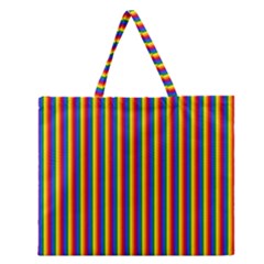 Vertical Gay Pride Rainbow Flag Pin Stripes Zipper Large Tote Bag