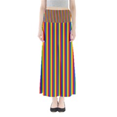 Vertical Gay Pride Rainbow Flag Pin Stripes Full Length Maxi Skirt by PodArtist