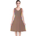 Vertical Gay Pride Rainbow Flag Pin Stripes V-Neck Midi Sleeveless Dress  View1