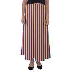 Vertical Gay Pride Rainbow Flag Pin Stripes Flared Maxi Skirt by PodArtist