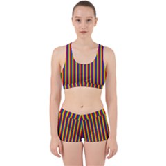 Vertical Gay Pride Rainbow Flag Pin Stripes Work It Out Sports Bra Set by PodArtist