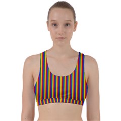 Vertical Gay Pride Rainbow Flag Pin Stripes Back Weave Sports Bra by PodArtist