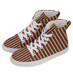 Vertical Gay Pride Rainbow Flag Pin Stripes Women s Hi-top Skate Sneakers by PodArtist