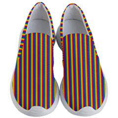 Vertical Gay Pride Rainbow Flag Pin Stripes Women s Lightweight Slip Ons by PodArtist